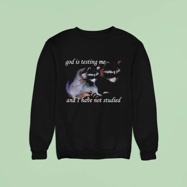 God Is Testing Me And I Have Not Studied Racoon Sweatshirt