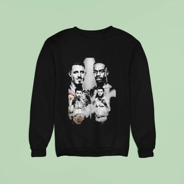 Islam Makhachev Vs Ilia Topuria Ufc Superfight Concept With Championship Belts And Faceoff Sweatshirt