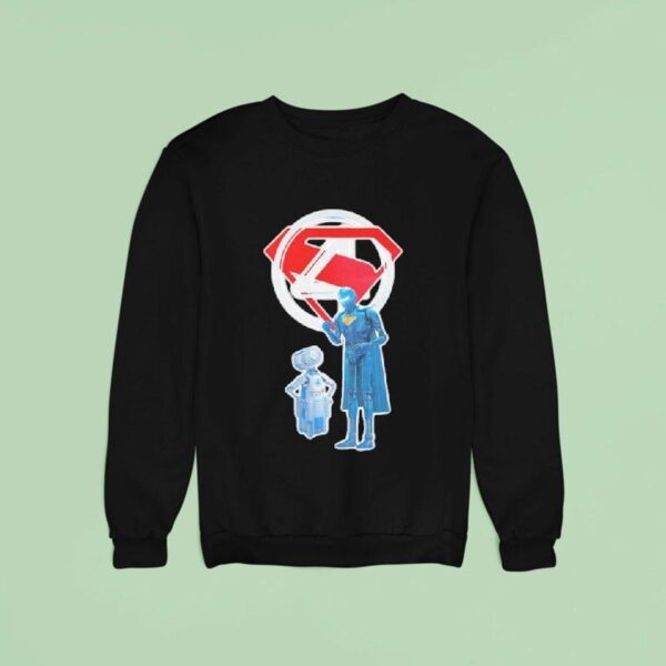July Is Super Fantastic Fantastic Four X Superman Herbie And Robot Number Sweatshirt