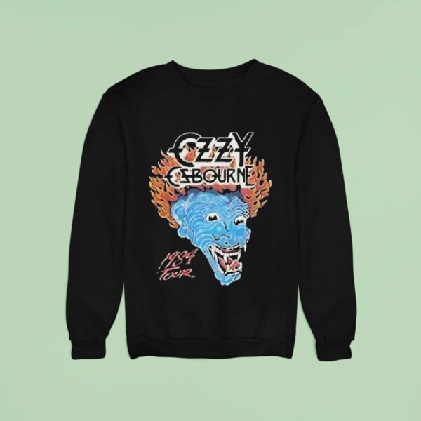 Lady Gaga Wearing Ozzy Osbourne Blue Demon Tattoo Tour Sweatshirt