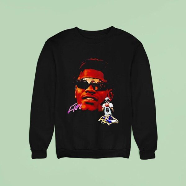 Lamar Jackson Big Face Baltimore Ravens Football Signature Sweatshirt