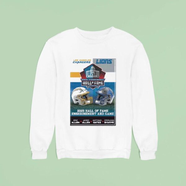 Los Angeles Chargers Vs Detroit Lions Hall Of Fame Game Enshrinement And Game Dueling Helme Sweatshirt