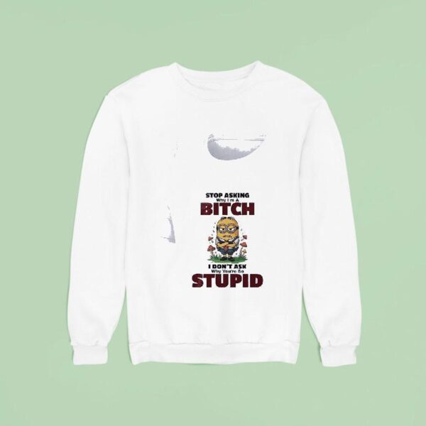 Minion Stop Asking Why I M A Bitch I Don T Ask Why You Re So Stupid Funny Sweatshirt