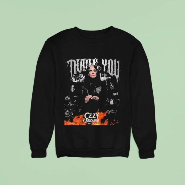 Ozzy Osbourne Fire Horns Thank You Collage Sweatshirt