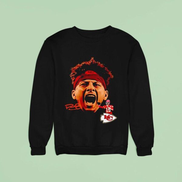 Patrick Mahomes Bigface Kansas City Chiefs Football Signature Sweatshirt