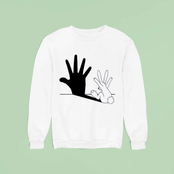 Rabbit Hand Shadow Ringer Sweatshirt