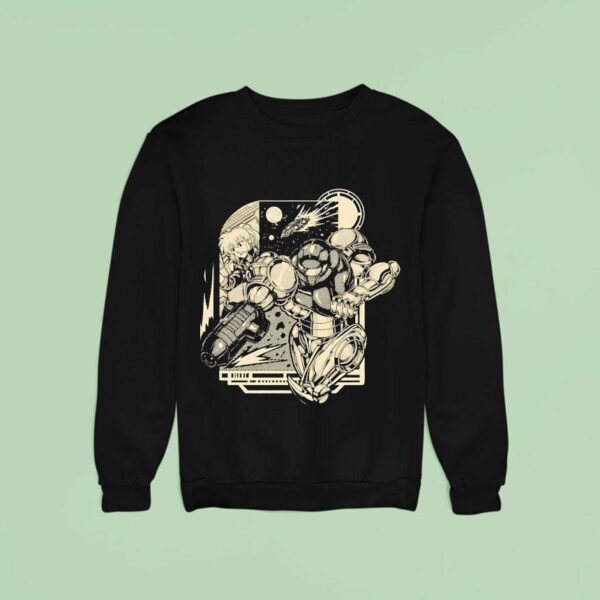 Samus Aran From Metroid Running In Space Sweatshirt