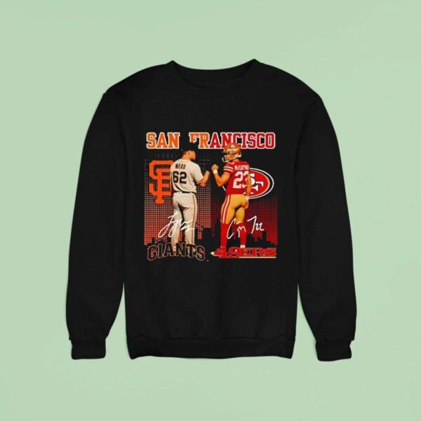 San Francisco City Skyline Webb Giants And Mccaffrey San Francisco Ers Signatures Sweatshirt