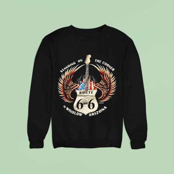 Standing On The Corner In Winslow Arizona Route Guitar Sweatshirt