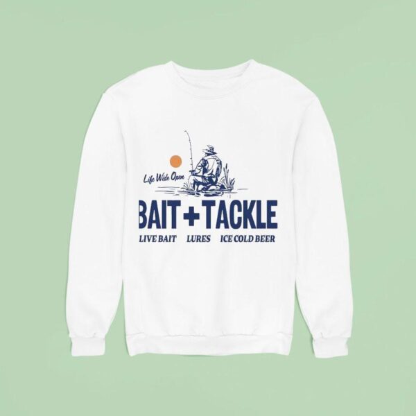 Sunset Life Wide Open Bait And Tackle Live Bait Lures Ice Cold Beer Sweatshirt