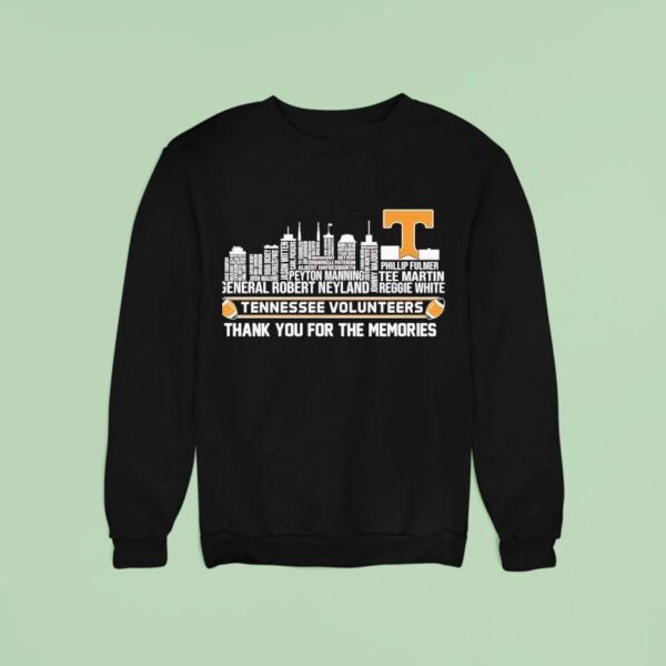 Tennessee Volunrs City Skyline All Names Of Legends Thank You For The Memories Sweatshirt