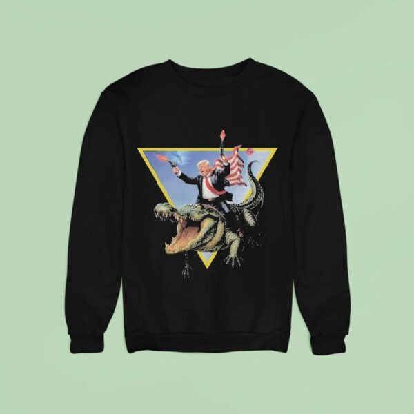 Trump Riding Alligator Alcatraz Gator Sweatshirt