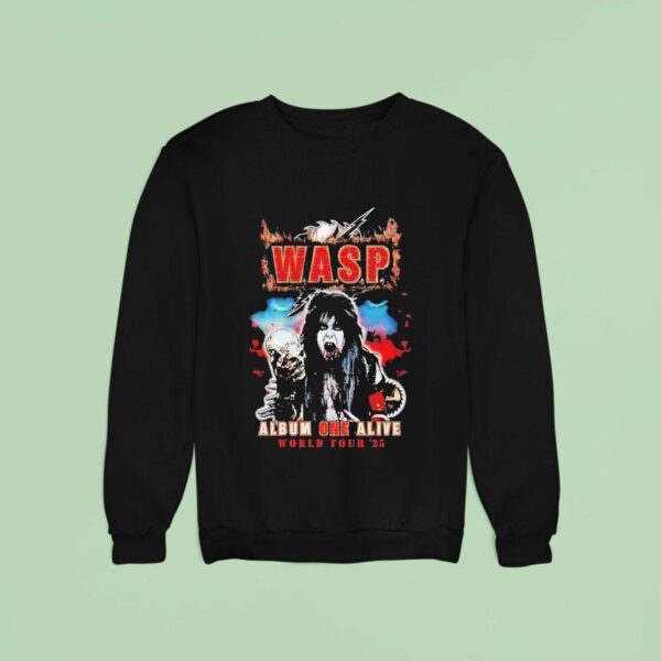 Wasp Album One Alive World Tour Skull Holding Demon Vocalist Sweatshirt