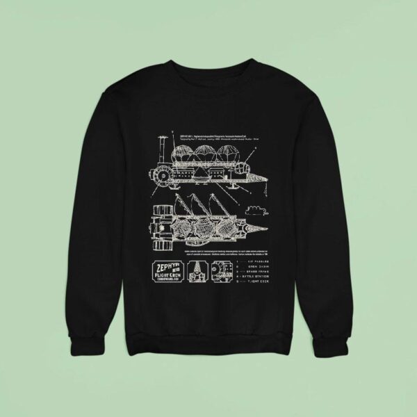 Zephyr Airship Diagram Fight Crew Cloudward Ho Sweatshirt