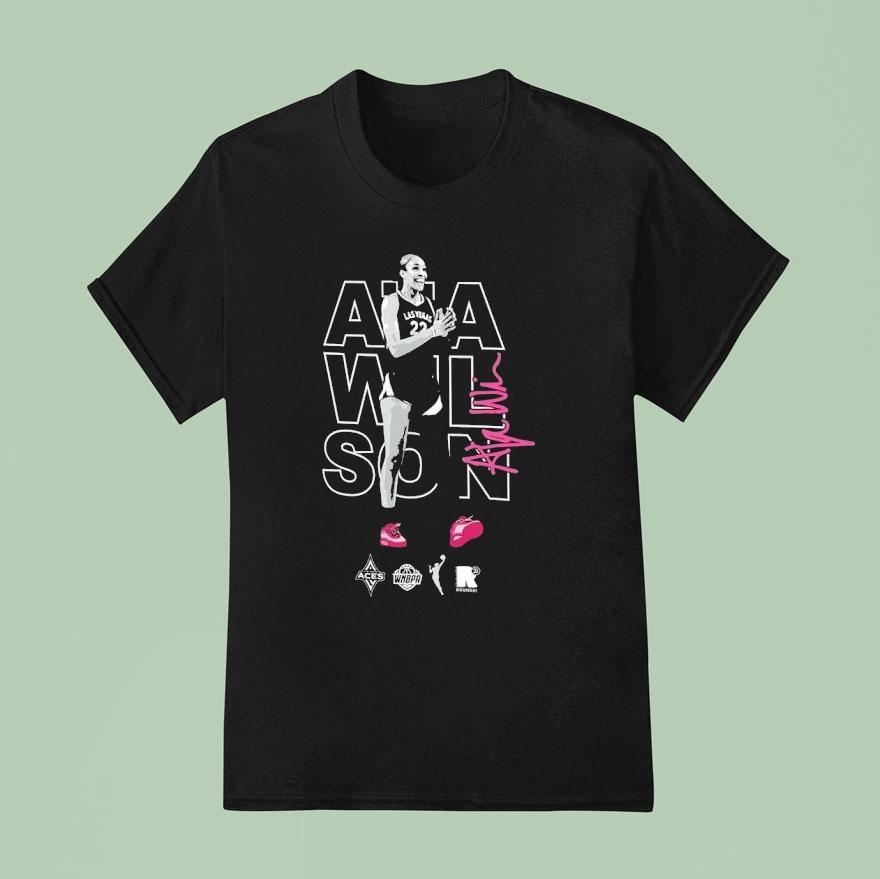 A Ja Wilson Las Vegas Aces Basketball Wnba Signature T Shirt