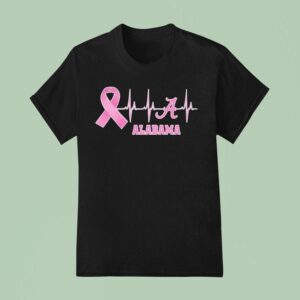 Alabama Heartbeat Pink Ribbon Breast Cancer T Shirt