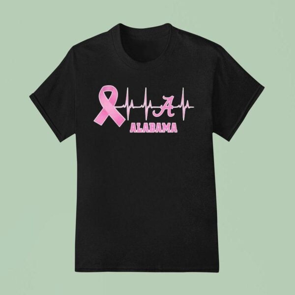 Alabama Heartbeat Pink Ribbon Breast Cancer T Shirt