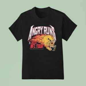 Angry Runs Nfl Tour Helmet Skull Flames T Shirt
