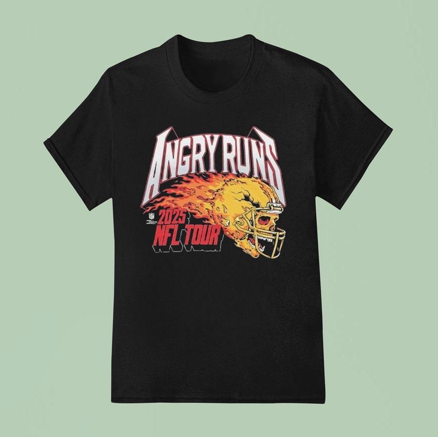 Angry Runs Nfl Tour Helmet Skull Flames T Shirt