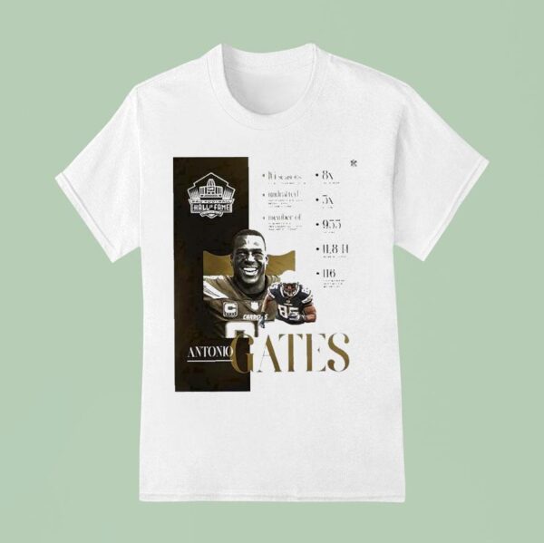 Antonio Gates Nfl Pro Football Hall Of Fame Canton Ohio Nfl Football Legend T Shirt