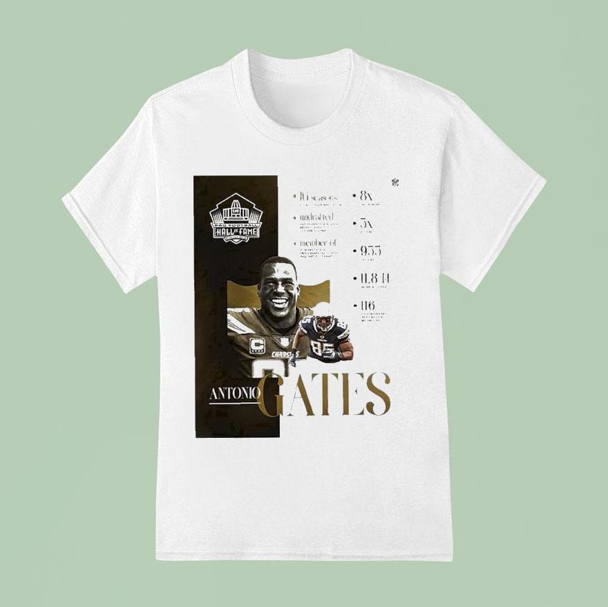 Antonio Gates Nfl Pro Football Hall Of Fame Canton Ohio Nfl Football Legend T Shirt