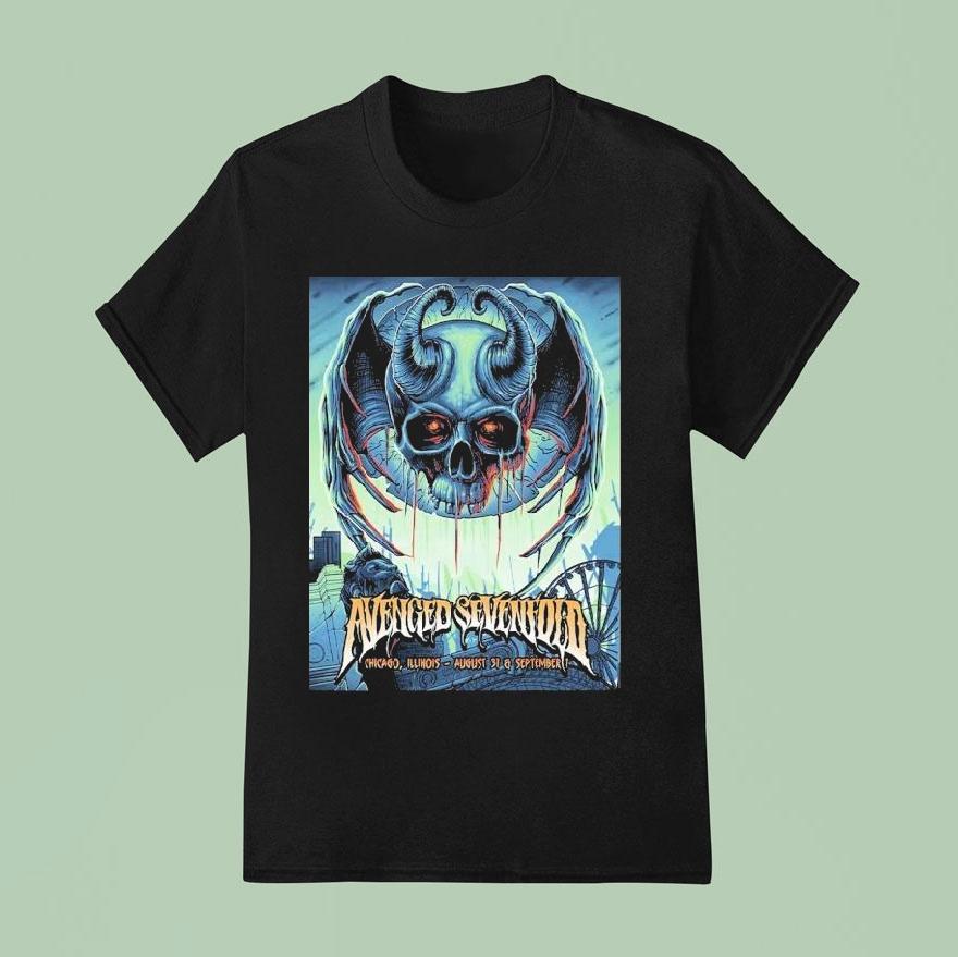 Avenged Sevenfold Concert Chicago Il Soldier Field August And Sept Skull Wings T Shirt
