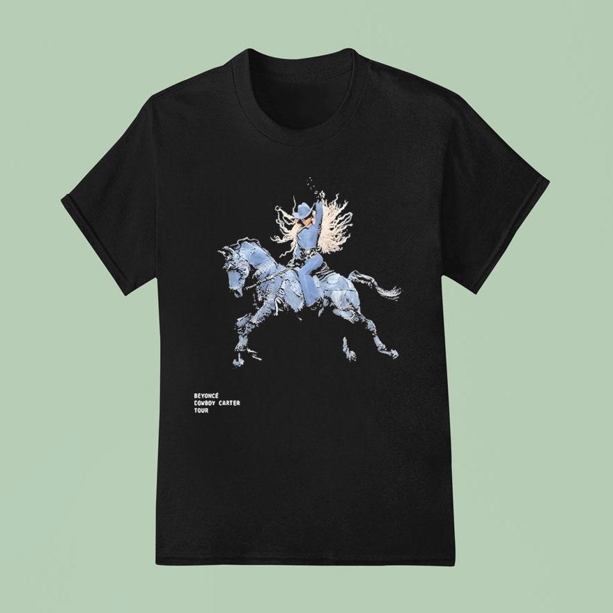 Beyonce Cowboy Carter Tour Denim Horse T Shirt