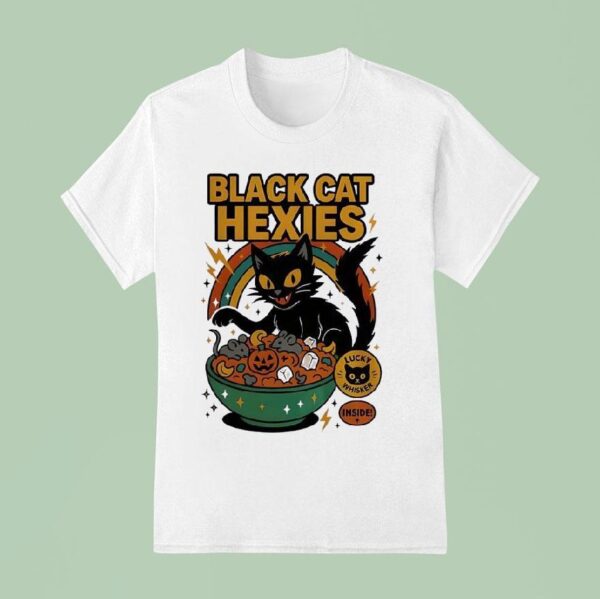 Black Cat Hexies Lucky Whisker Inside Halloween T Shirt