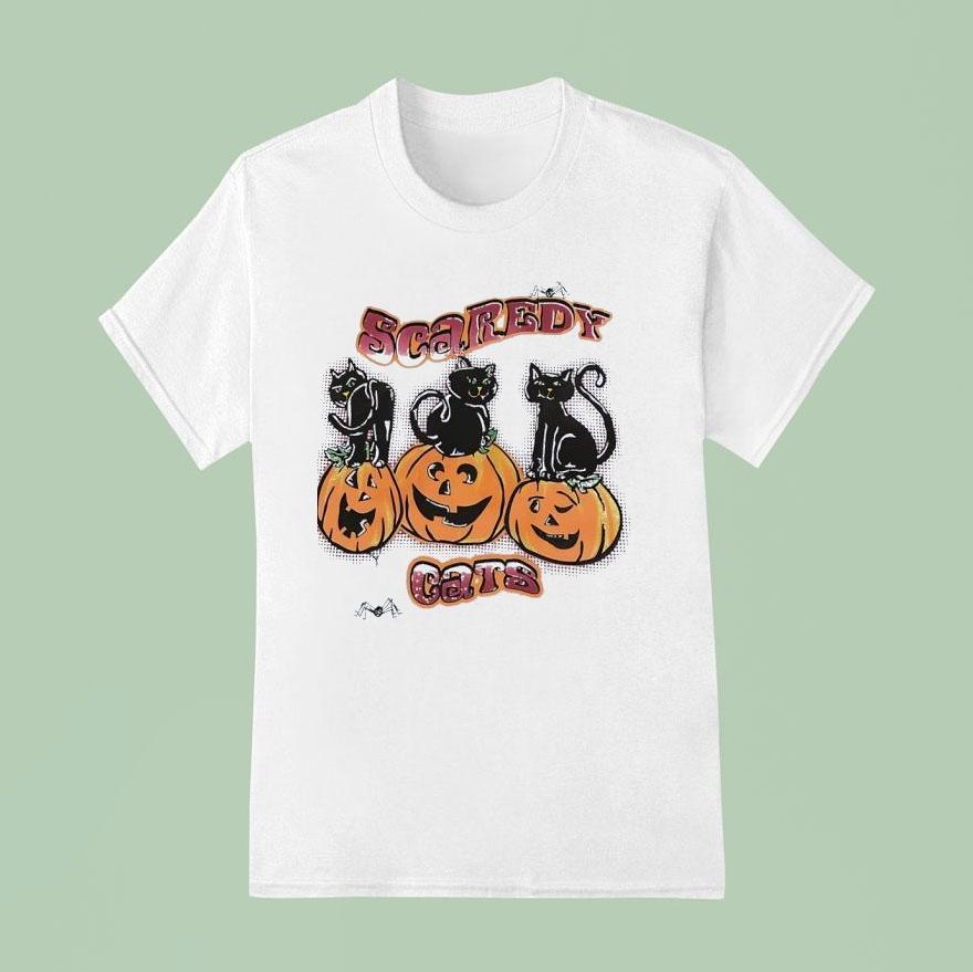 Black Cat Scaredy Cats Pumpkin Halloween T Shirt