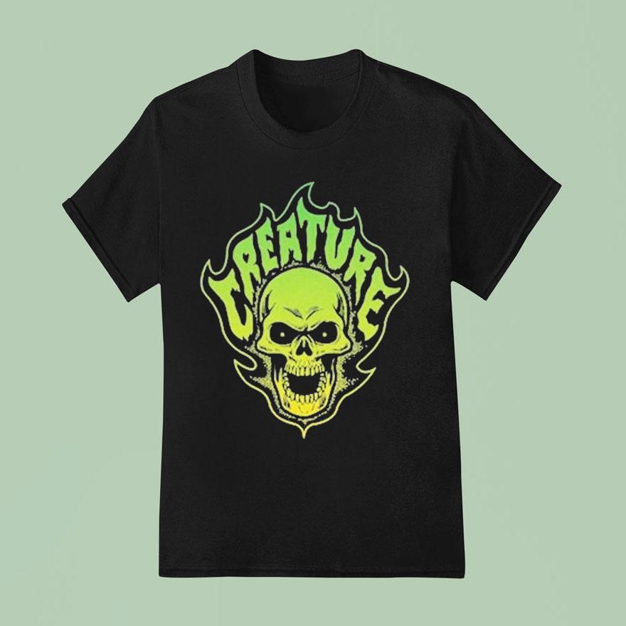 Bonehead Creature Flame Skull T Shirt