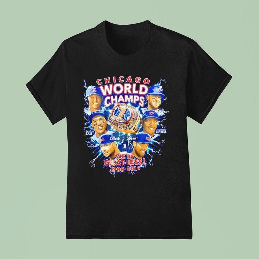 Chicago Cubs World Champs We Re Goat Less T Shirt