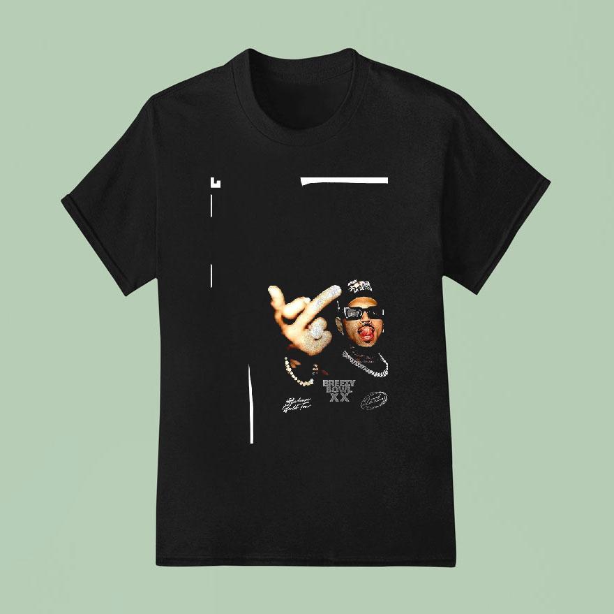 Chris Brown Breezy Bowl Xx Tour Miami Marlins Middle Finger T Shirt