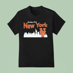 City Skyline Greatings From New York Mets T Shirt
