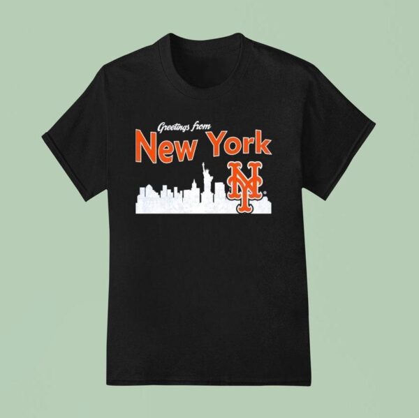 City Skyline Greatings From New York Mets T Shirt