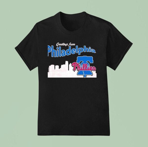 City Skyline Greatings From Philadelphia Phillies T Shirt