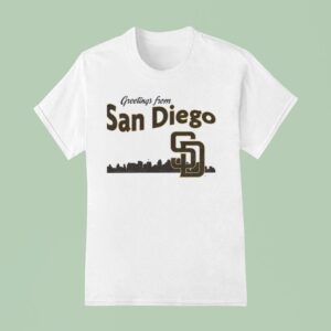 City Skyline Greatings From San Diego Padres T Shirt