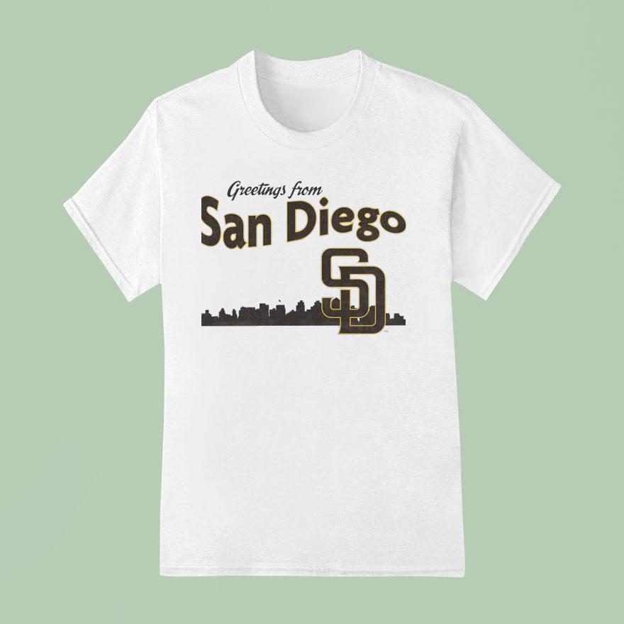 City Skyline Greatings From San Diego Padres T Shirt