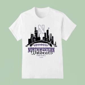 City Skyline Northwestern Wildcats Football Helmet T Shirt