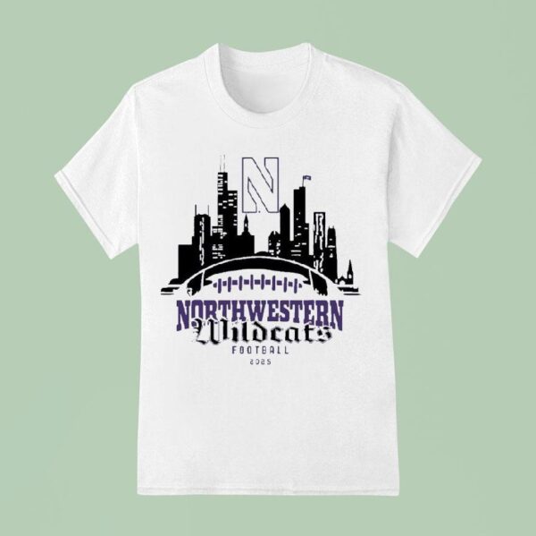 City Skyline Northwestern Wildcats Football Helmet T Shirt