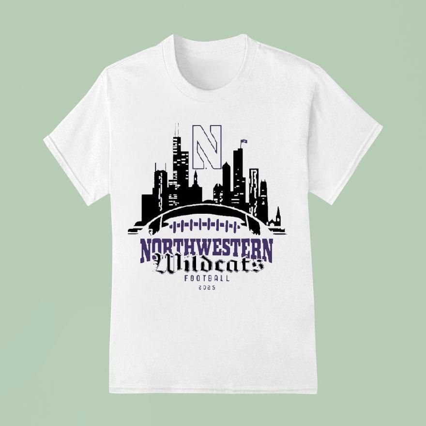 City Skyline Northwestern Wildcats Football Helmet T Shirt