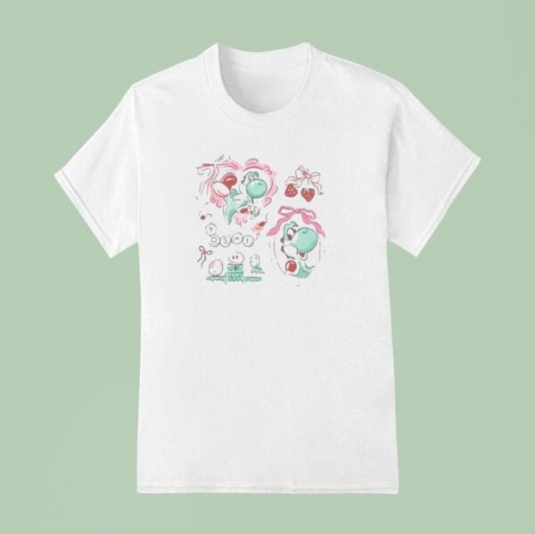 Coquette Bow Mario Yoshi Baby Strawberries T Shirt