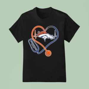 Denver Broncos Nurse Heartbeat Stethoscope T Shirt
