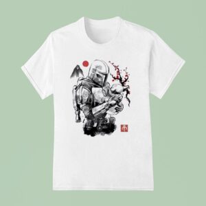 Din Djarin And Grogu In Japanese Sumi E Style T Shirt