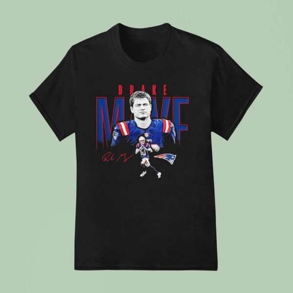 Drake Maye New England Patriots Football Signature T Shirt