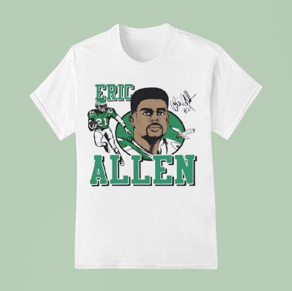 Eric Allen Philadelphia Eagles Football Signature Cartoon T Shirt