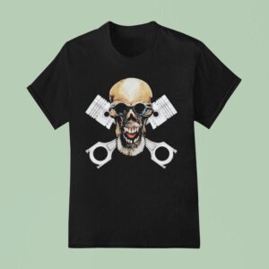 Goldberg S Garage Skull And Pistons T Shirt