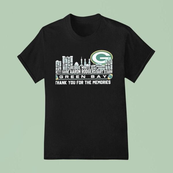 Green Bay Packers City Skyline All Names Of Legends Thank You For The Memories T Shirt