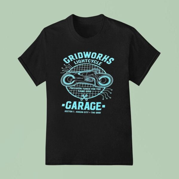 Gridworks Lightcycle Garage Precision Tuned For The Game Grid T Shirt