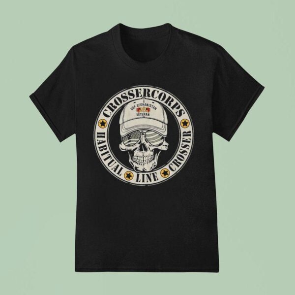 Habitual Linecrosser Crosser Corps Habitual Linecrosser Def Afghanistan Veteran Skull Logo T Shirt