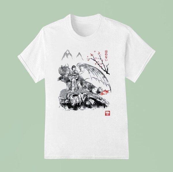 Hiccup And Toothless In Japanese Sumi E Style T Shirt